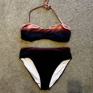 Victoria’s Secret Sunset Ombré Halter Bikini Top XL  and high waist bottoms XL